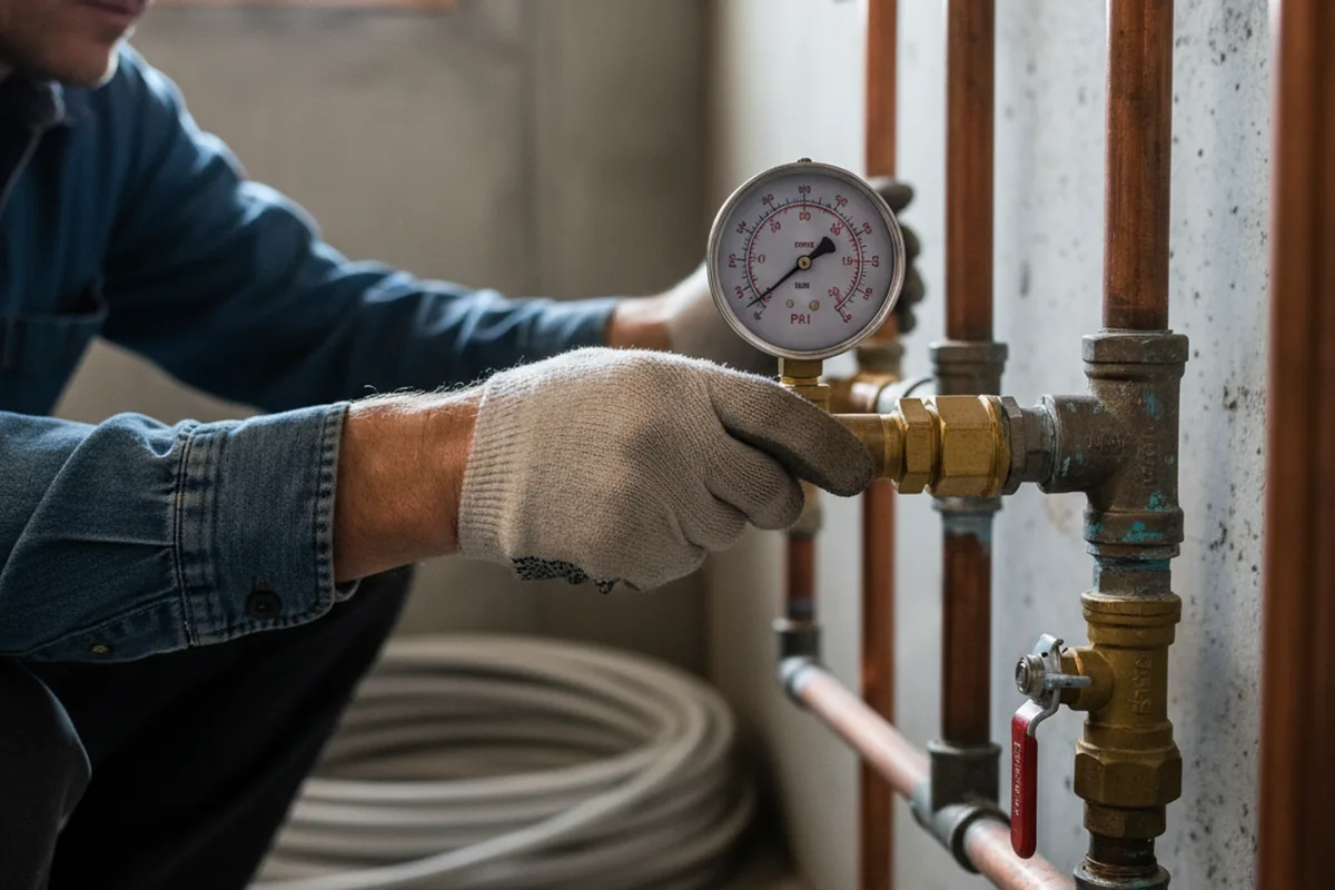 Pressure testing a repaired line during Water Line Repair in Harrington